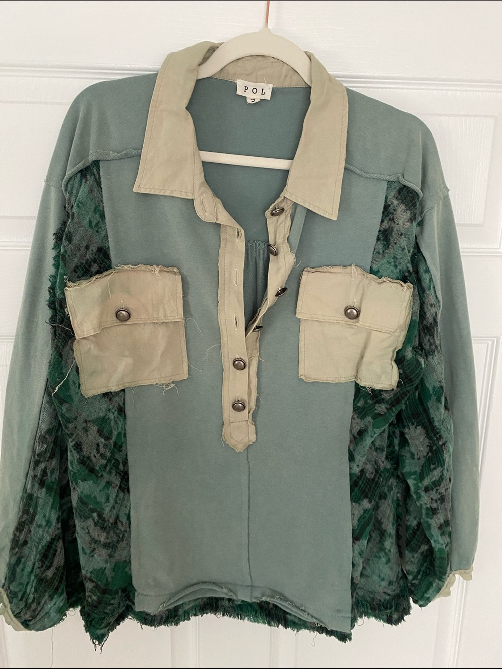 POL Women's Green Patchwork  Jacket